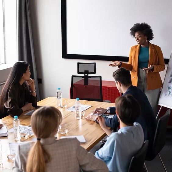 Woman teaching mental health first aid class